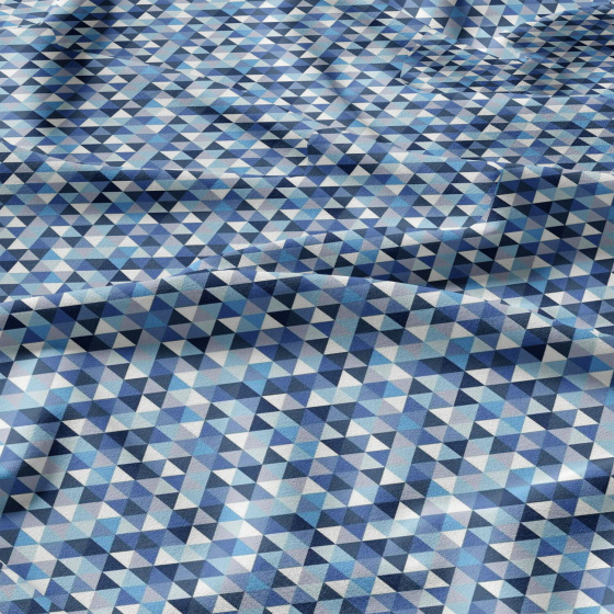 Cotton fabric 100% cotton, 125 g/m², width 160 cm, blue triangles 2 cm