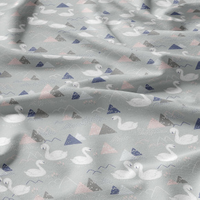 Bavlněné látky, metráž. Labutě na Šedém