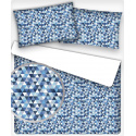 Cotton fabric 100% cotton, 125 g/m², width 160 cm, blue triangles 2 cm