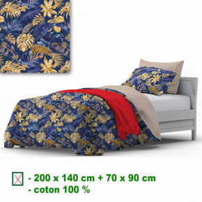 Bavlněné povlečení na zip, barva tmavě modrá, 140x200 cm