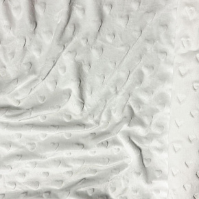 Látka minky srdička, 320 g/m², šíře 160 cm, metráž, bílá