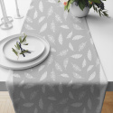 Decorative cotton fabric, by the meter, Feathers White on Gray