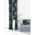 Velvet upholstery fabrics with print. Flowers on Black