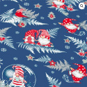 Christmas cotton fabric, by the meter, width 160 cm, Red Elves on Green