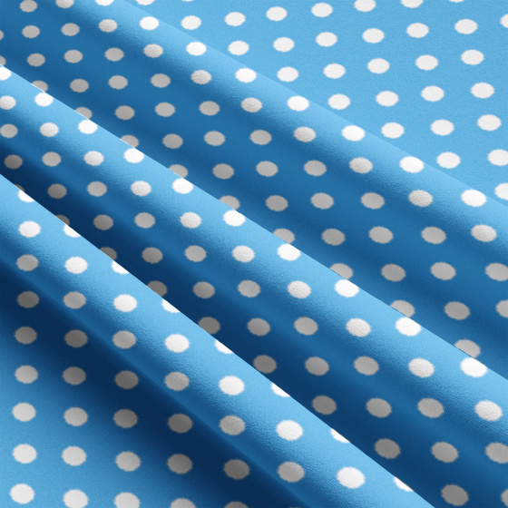 Children's cotton fabrics, by the meter. Dot 10 mm, white on Turquoise