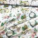 Christmas cotton fabric, by the meter, width 160 cm, Christmas motif on White