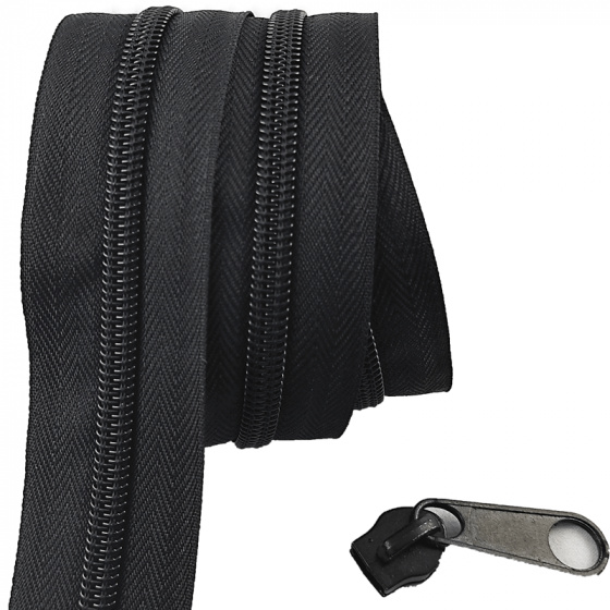 Zip spirálový černý 10 mm metráž 