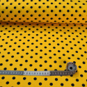 Children's cotton fabrics, by the meter. Dot 10 mm, black on Yellow