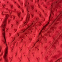 Minky fabric with hearts, 320 g/m², width 160 cm, by the meter, red