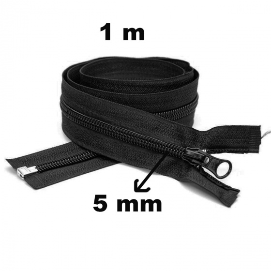 Zip spirálový Dělitelný černý 5 mm délka 100 cm
