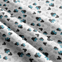 Cotton fabric, by the meter. Blue Rosettes on White