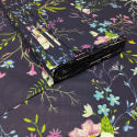 Tissu coton Fleurs sur Bleu marine
