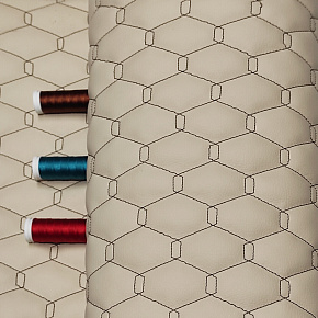 36Ekokůže GEO barva béžová prošívaná hnědými nitěmi, 1 m x 0,4 m 2ks