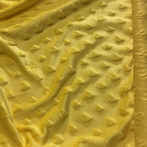 Minky fabric with hearts, 320 g/m², width 160 cm, by the meter, yellow