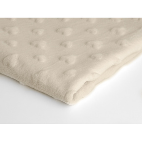 Látka minky srdička, 320 g/m², šíře 160 cm, metráž, ecru