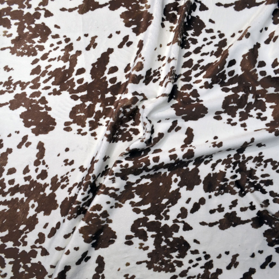 Minky fabric patterned, 380 g/m², width 160 cm, by the meter, Dark Cow. Brown