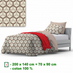 Bavlněné povlečení na zip, barva Béžová, 140x200 cm