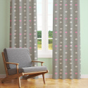 Children's cotton fabric 100% cotton, 125 g/m², width 160 cm, white and pink stars on grey