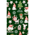 Christmas cotton fabric, by the meter, width 160 cm, Rudolph on Green
