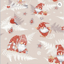 Christmas cotton fabric, by the meter, width 160 cm, Red Elves on Green