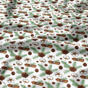 Vánoční bavlněná látka, metráž, šíře 160 cm, Jedlové Šišky na Bílém Vánoční bavlněná látka, metráž, šíře 160 cm, Jedlové Šišky na Bílém