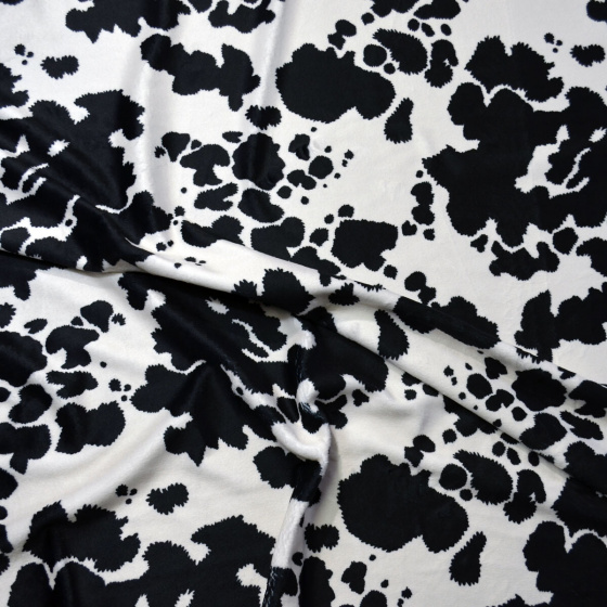 Minky fabric patterned, 380 g/m², width 160 cm, by the meter, Black Cow