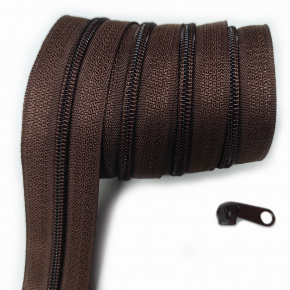 Zip spirálový hnědý 5 mm metráž