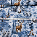 Christmas cotton fabric, by the meter, width 160 cm, pattern Nature Blue on White