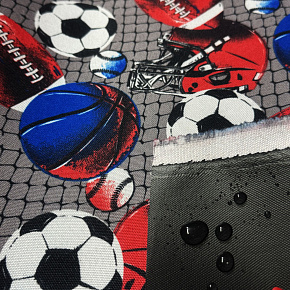 Nepromokavá látka Kodura PVC zátěr 600D, 360 g/m², šíře 150 cm, míče na šedém