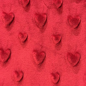 Minky fabric with hearts, 320 g/m², width 160 cm, by the meter, red