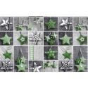 Christmas cotton fabric, by the meter, width 160 cm, Christmas ornaments stars Red on Gray