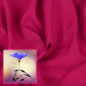 Natural linen fabric Oskar, Fuchsia, 265 gr/m2