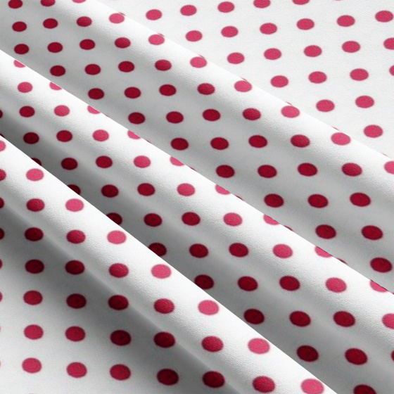 Children's cotton fabrics, by the meter. Dot 10 mm, Amaranth on White