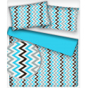 Decorative children's cotton fabrics, by the meter. Zigzag Blue, Gray and Black