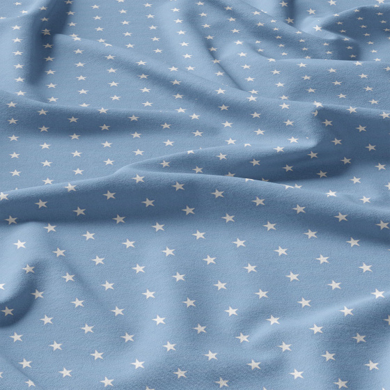 Children's cotton fabric 100% cotton, 125 g/m², width 160 cm, white stars on blue
