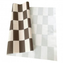 Tissu d'extérieur pour transats et hamacs de jardin, Beige et Marron Damier 5x10 cm