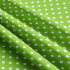 Children's cotton fabrics, by the meter. Dot 10 mm, white on Green