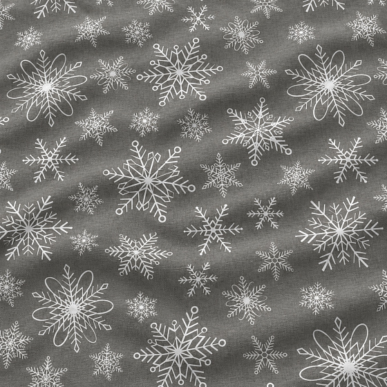 Christmas cotton fabric, sold by the meter, width 160 cm, Christmas motif on gray