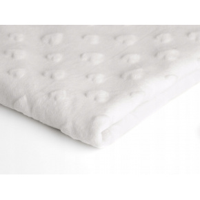 Látka minky srdička, 320 g/m², šíře 160 cm, metráž, bílá