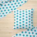 Children's cotton fabric 100% cotton, 125 g/m², width 160 cm, turquoise gingerbreads on white