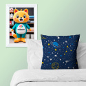 Children's cotton fabric 100% cotton, 125 g/m², width 160 cm, yellow galaxies on blue