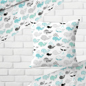 Children's cotton fabric by the meter Whale Turquoise