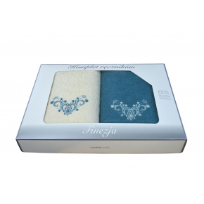 Sada froté osušek 2 ks 70x140 cm, barva  Tyrkysová a Ecru