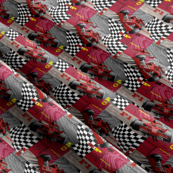 Children's cotton fabric by the meter Formula F1 sport