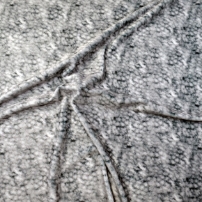 Látka minky vzorované, 380 g/m², šíře 160 cm, metráž, Kočka Šedá