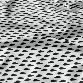 Cotton fabric 100% cotton, 125 g/m², width 160 cm, black cloud on white Cotton fabric 100% cotton, 125 g/m², width 160 cm, black cloud on white