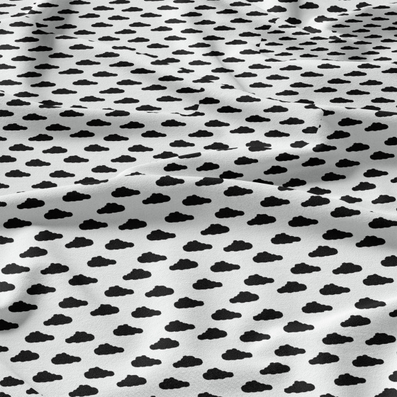 Cotton fabric 100% cotton, 125 g/m², width 160 cm, black cloud on white