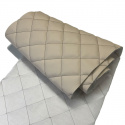 Quilted eco-leather 5×5 cm, beige, brown threads, by the meter, width 145 cm
