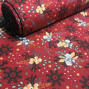 Christmas cotton fabric, by the meter, width 160 cm, Christmas motif on Red