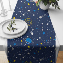Children's cotton fabric 100% cotton, 125 g/m², width 160 cm, yellow galaxies on blue